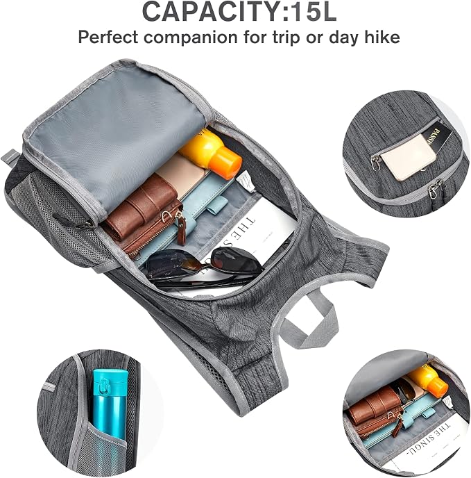 G4Free 10L/15L Hiking Backpack Lightweight Packable Hiking Daypack Small Travel - Image 5