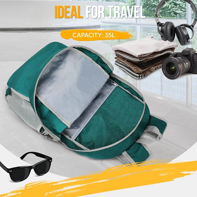 ZOMAKE Lightweight Packable Backpack 35L, Light Foldable Backpacks Water - Image 4