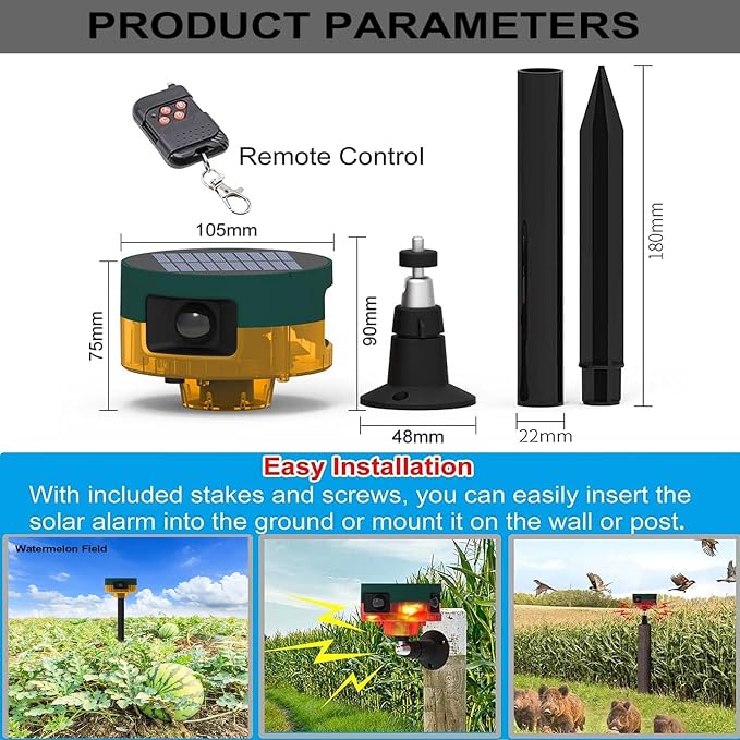 2Pack Solar Sensor Security Alarm Lights Outdoor, WONFAST 360° Motion Detector - Image 9