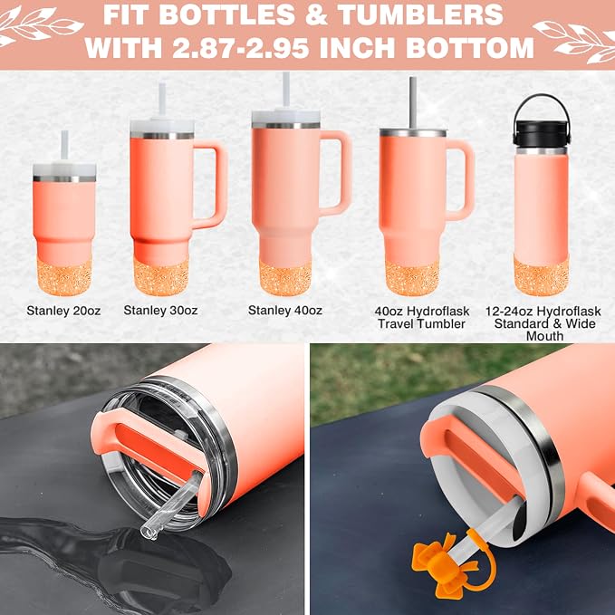 9PCS Orange for Stanley Cup Accessories Set Bling Initials Bow Charms for - Image 4