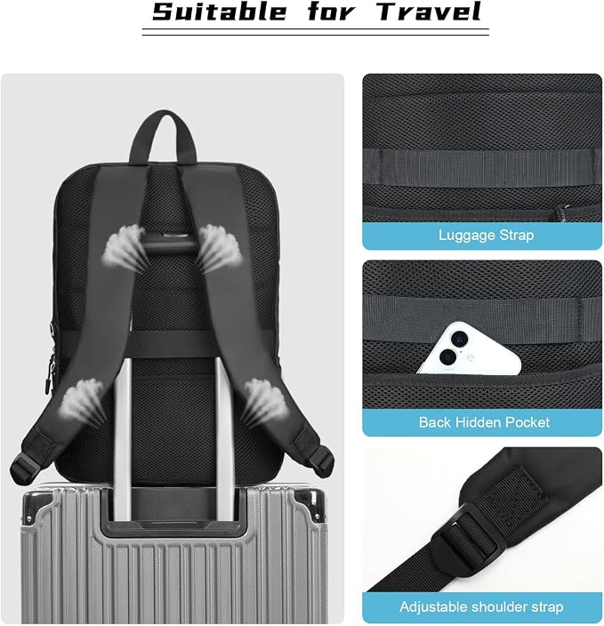 MOSISO Laptop Backpack for Men, Slim Lightweight Compact Computer Backpack for - Image 5