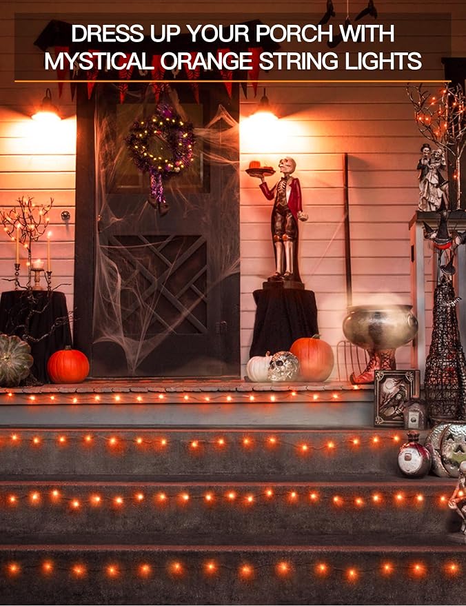 suddus Halloween Lights Battery Operated, 33ft 100 LED Orange String Lights - Image 6