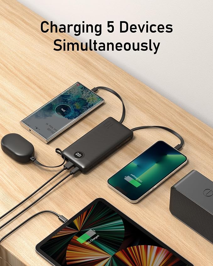 VEEKTOMX Portable Charger Built-in Cables, 10000mAh Power Bank - Image 5