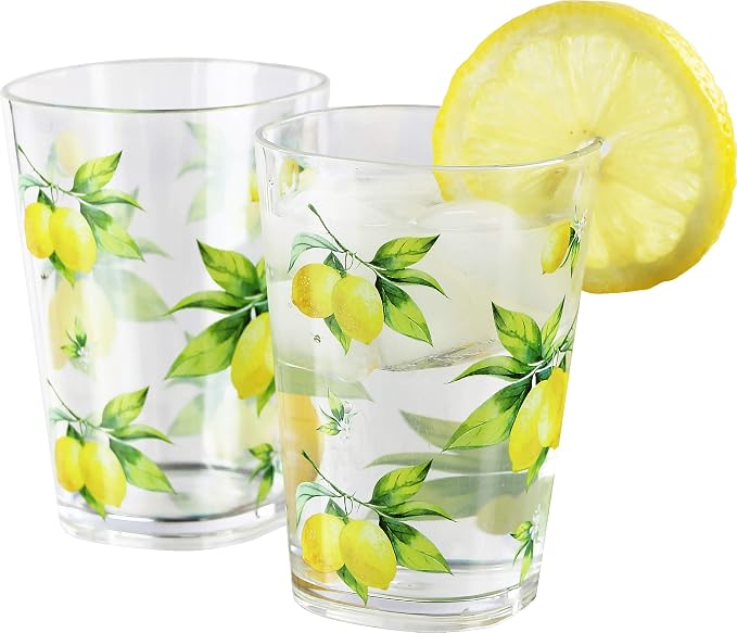 Calypso Basics Fresh Lemons, by Reston Lloyd, 8oz Acrylic Juice Drinkware - Image 5