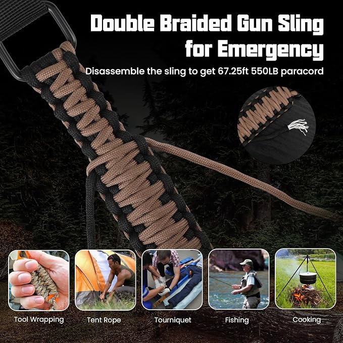 Double Braide 550LB Shotgun Sling 2 Point Paracord Rifle Sling, Non-Slip - Image 5