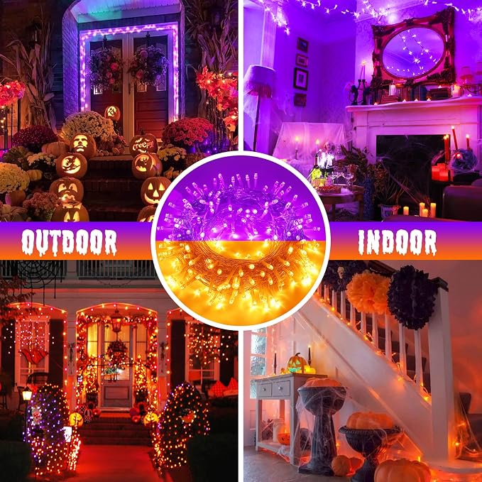 JMEXSUSS Halloween Decoration Lights, 200 LED Orange Purple Halloween Lights - Image 8