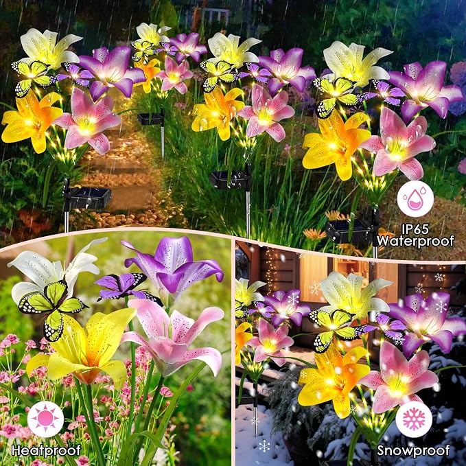 ostritec Solar Garden Lights Outdoor, 4 Pack Flower Lights - Image 3