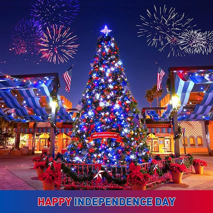 JMEXSUSS 200 LED 66ft Red White and Blue Lights Outdoor, Expandable Waterproof - Image 9