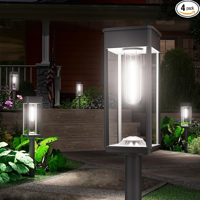 NEWMESSI Solar Pathway Lights for Outside, 4 Pack Garden Light Outdoor by NEWMESSI