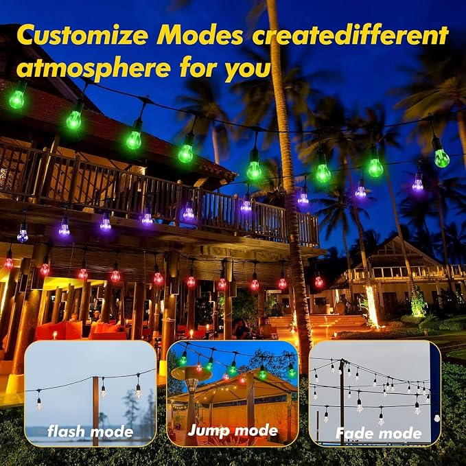 144FT Solar Outdoor String Lights, 45 Shatterproof E26 Edison LED Bulbs - Image 5