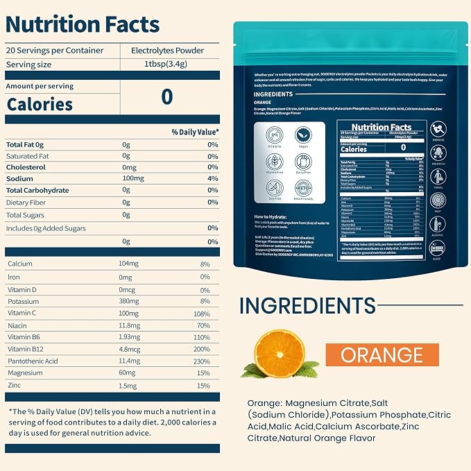Electrolytes Powder Packets Sugar Free Hydration Packets, Liquid Daily IV - Image 2