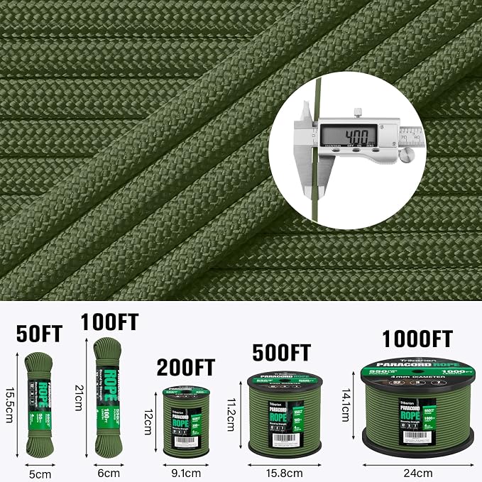 Paracord Rope 550 lb - 1000ft / 500ft / 200ft / 100ft 5/32" Parachute Cord 4MM - Image 5