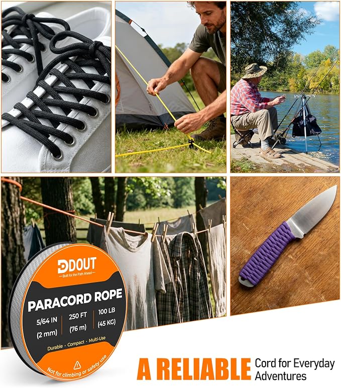 DDOUT 2mm Paracord 100lb, Thin Micro Paracord Rope, DIY Projects, Camping & - Image 4