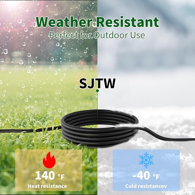 2 Way Power Extension Cord Splitter 25 Ft Total-3 Prong 1 to 2 Extension Cord - Image 3
