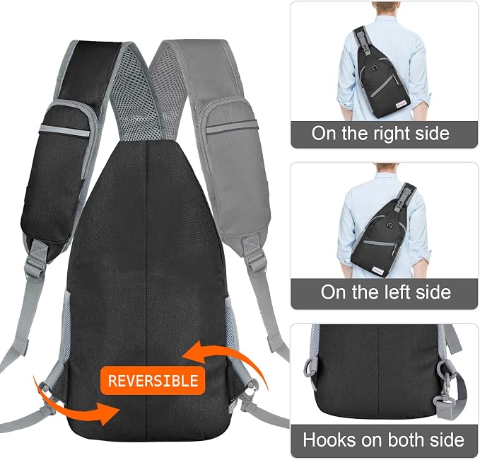 ZOMAKE Sling Bag, Small Crossbody Sling Backpack, Water Resistant Shoulder - Image 5