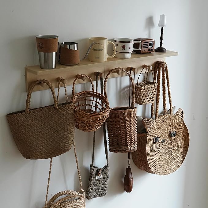 Entrance Coat Rack ，Coat Hooks, Wall-Mounted Wooden Hook Rack, Wall-Mounted - Image 6