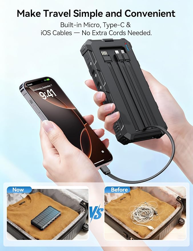 Solar-Charger-Power-Bank - 20000mah Solar Powered Battery Charger Cell Phone - Image 3