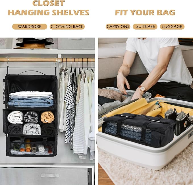 Surblue Hanging Shelves Travel Storage Bag Compression Packing Cube - Image 2
