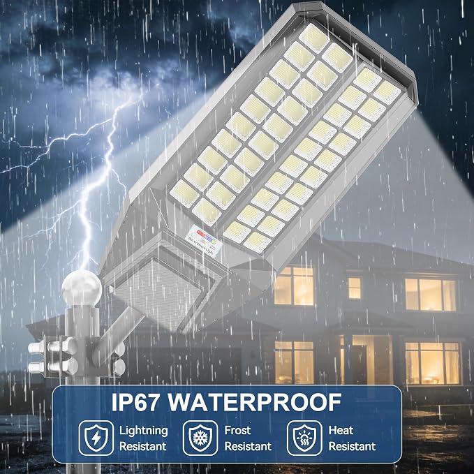 Solar Street Lights Outdoor, Commercial Grade Dusk to Dawn LED Security Flood - Image 6
