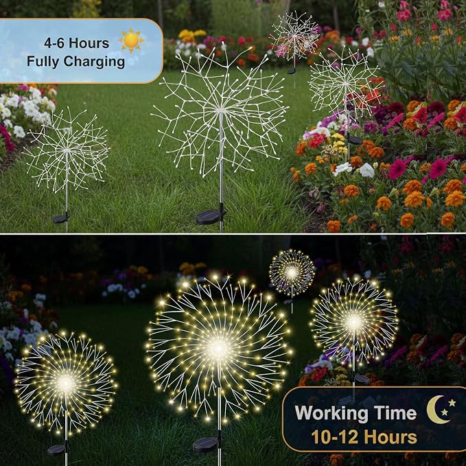 210LED Solar Firework Lights, Waterproof Fairy Starburst Light - Image 4