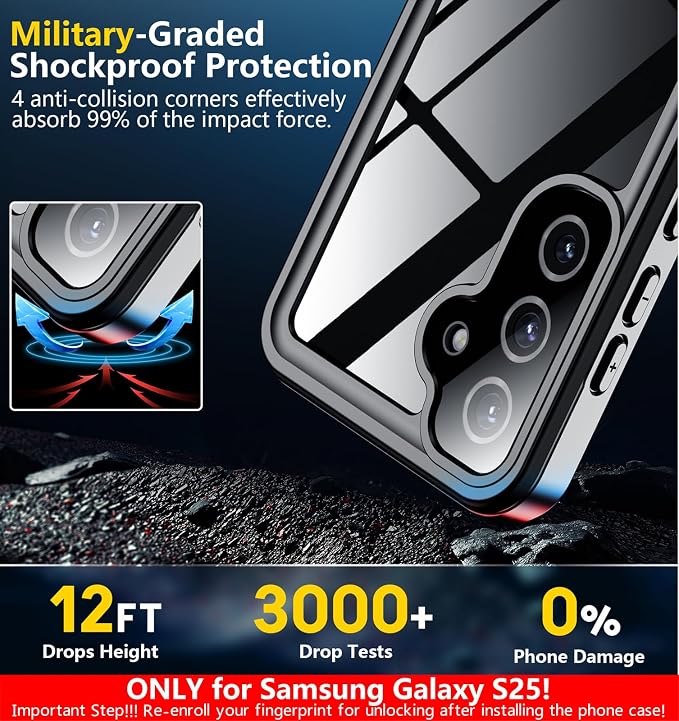 SPIDERCASE Only Designed for Samsung Galaxy S25 Case Waterproof, Built-in Full - Image 6