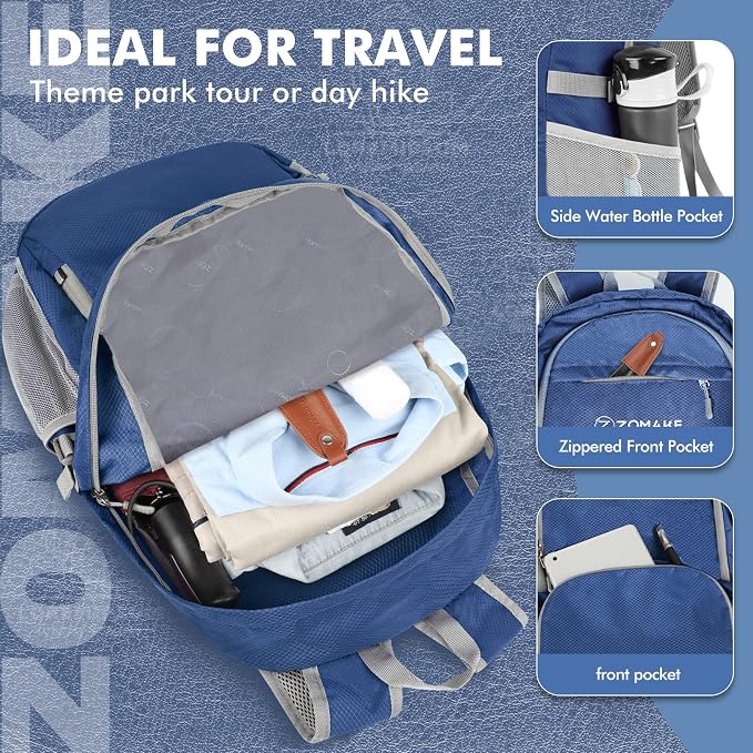 ZOMAKE Lightweight Packable Backpack 30L, Foldable Hiking Backpacks Water - Image 4