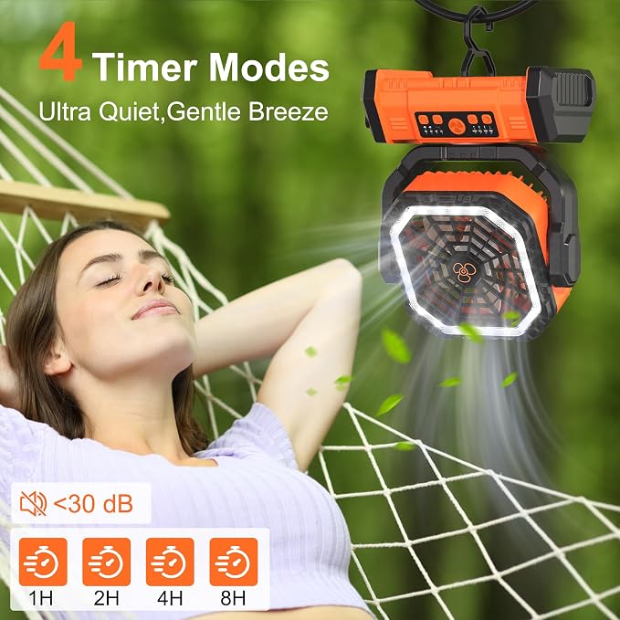 Honesorn Portable Rechargeable Fan 20000mAh, Camping Fan - Image 7
