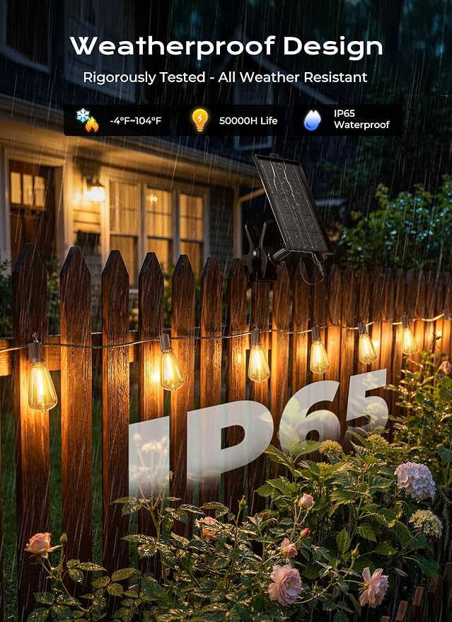 Brightown 108FT Solar String Lights Outdoor Waterproof, Patio Lights - Image 3