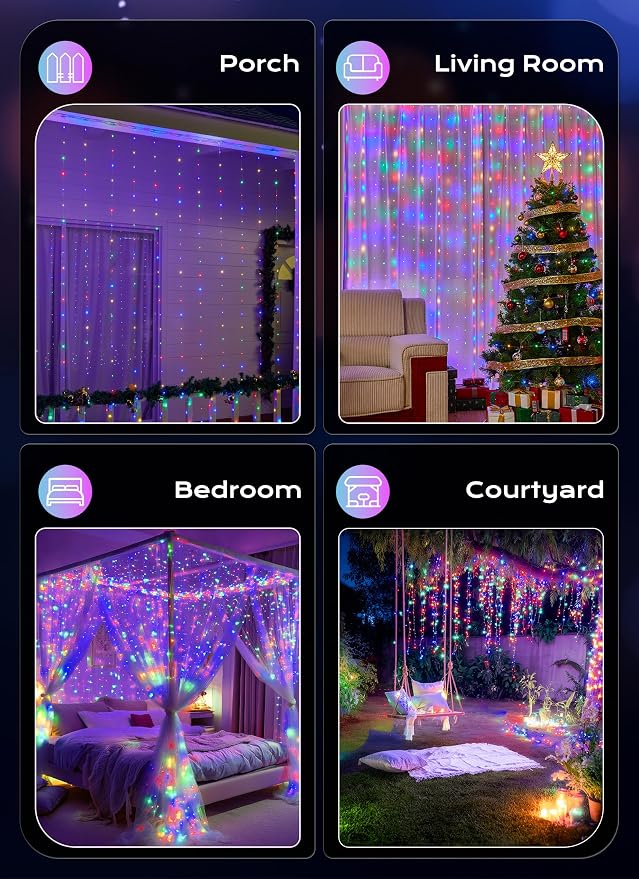 Brightown 300 LED Fairy Curtain Lights, Curtain String Lights, USB Plug in 8 - Image 7