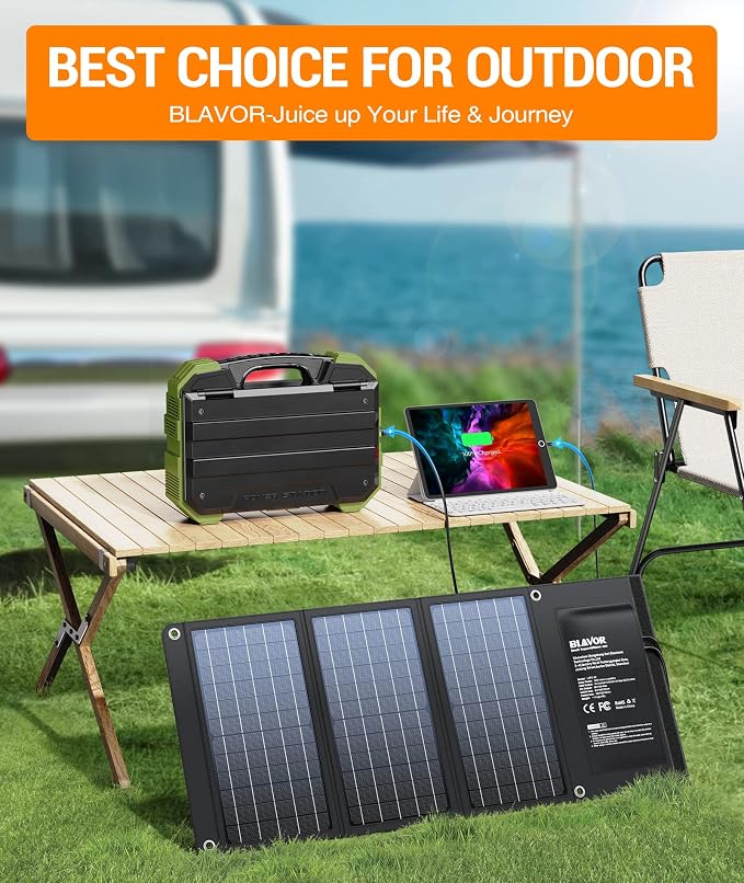 BLAVOR 30W Solar Charger USB-A QC3.0 24W USB-C DC 30W Outputs, Foldable Solar - Image 7