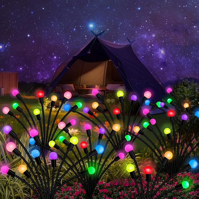 Kohlrabi Solar Garden Lights Outdoor, 6 Pack 48 LED Solar Firefly Lights - Image 6