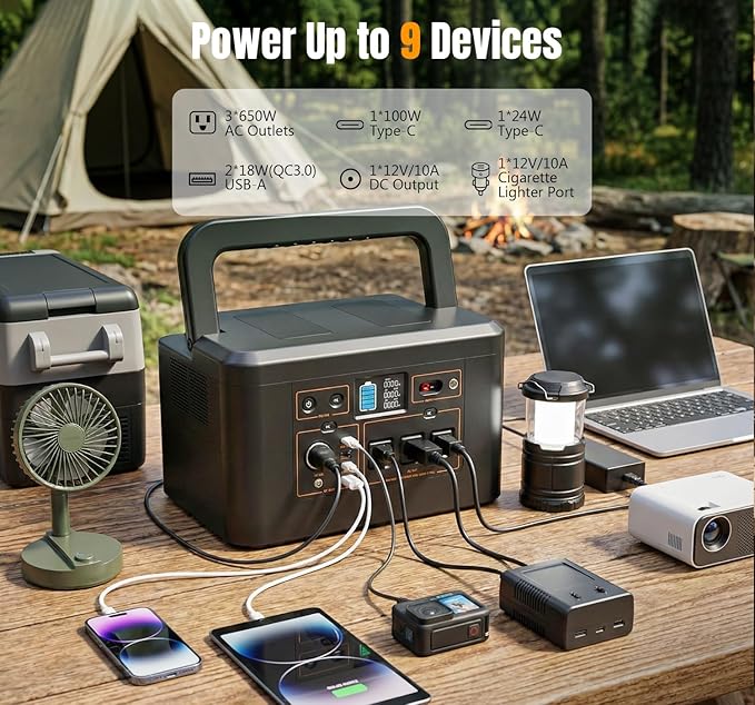 Portable Power Station 650W, 576Wh Solar Generator, LiFePO4 Battery 3.5 Hour - Image 4