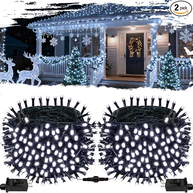 2-Pack Connectable Christmas Lights Outdoor, Total 164FT 400LED Christmas by OZS