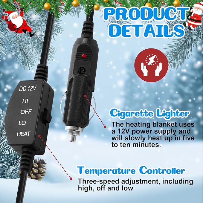 Riakrum 12V Heated Blanket for Car - Image 4