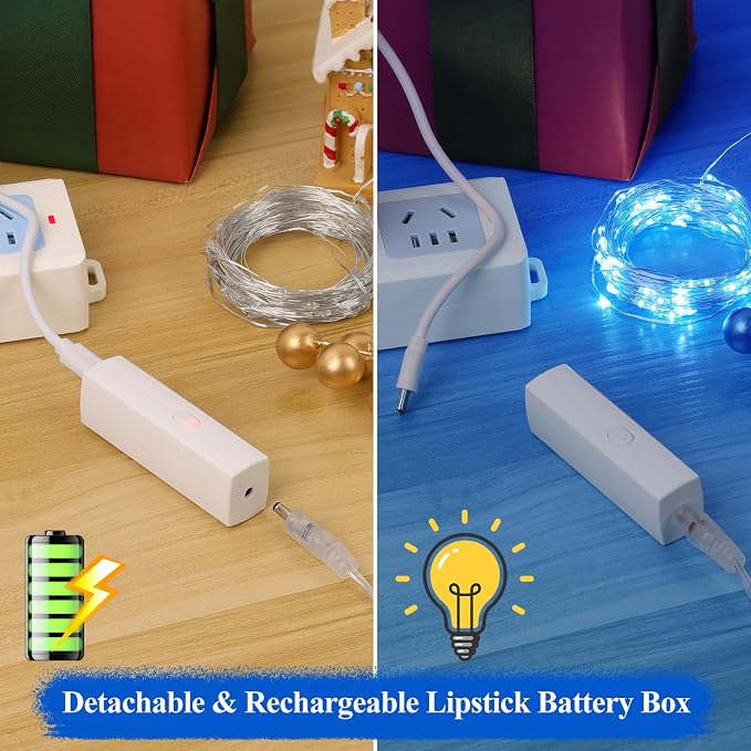 Lakumu LED String Lights Battery Operated, Mini Rechargeable Fairy Lights - Image 3