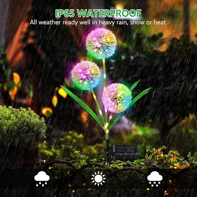 WdtPro Solar Lights Outdoor Garden Decor, 4 Pack 12 Heads Solar Flower Lights - Image 5