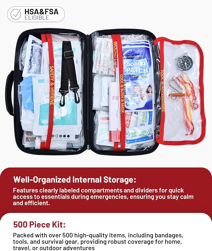 500 Pcs First Aid Kit for Travel/Camping/Businesses/Home/Car, Waterproof - Image 2