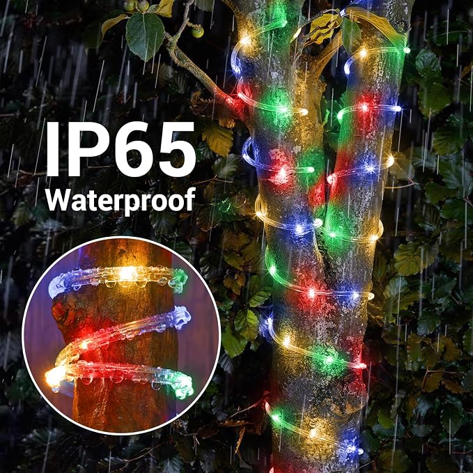 Solar Rope Lights, 2 Packs Total 132ft 400LED Solar String Lights, 8 Modes - Image 6