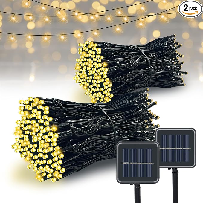 Vimorg Solar String Lights Outdoor, 2 Pack 79FT 200 LED Waterproof Solar by Vimorg