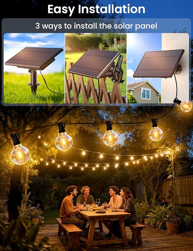Brightever 150FT Solar String Lights Outdoor Waterproof, G40 Solar Lights - Image 6