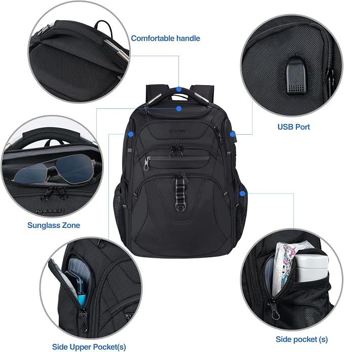 KROSER TSA Friendly Travel Laptop Backpack 18.4 inch XXXL Gaming Backpack - Image 4