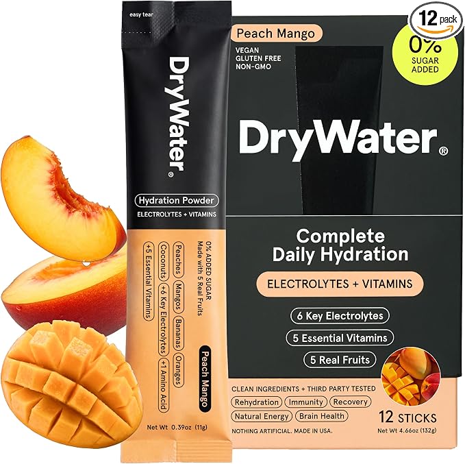DryWater Electrolyte Powder Packets, Peach Mango by DryWater