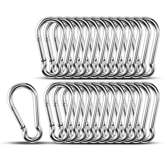 Small Carabiner Clip Hooks, 304 Stainless Steel Spring Snap Hook Fits Camping by KINLINK