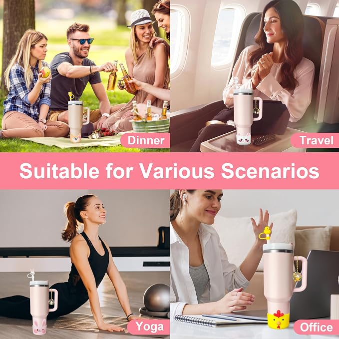 Silicone Cup Boot for Stanley 40oz Tumbler, Cat Bow Straw Cover Bottom - Image 2