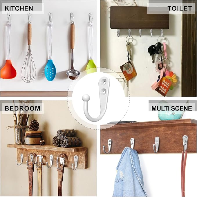 15 Pack Heavy Duty Coat Hooks Wall Mount, - Image 3