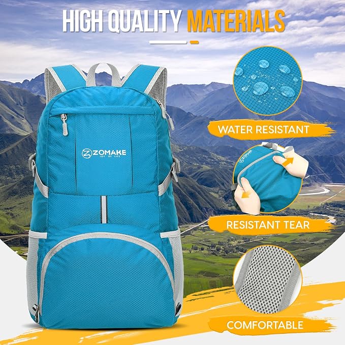 ZOMAKE Lightweight Packable Backpack 35L, Light Foldable Backpacks Water - Image 4