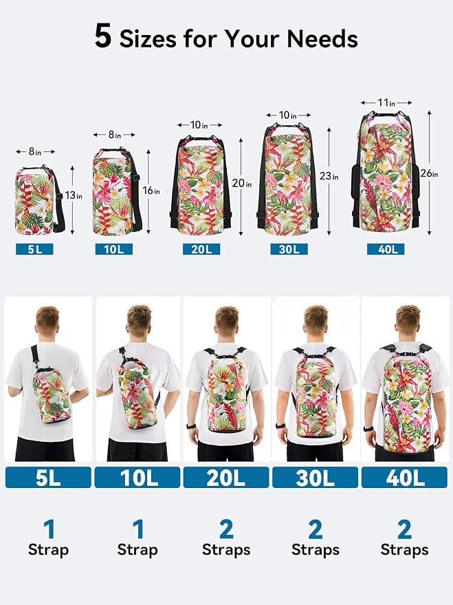 HEETA Waterproof Dry Bag for Women Men, 5L/10L/20L/30L/40L Roll Top Lightweight - Image 2