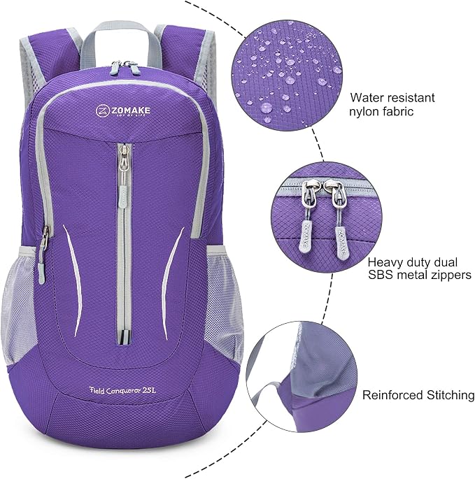 ZOMAKE Ultra Lightweight Packable Backpack 25L, Foldable Hiking Backpacks Water - Image 5