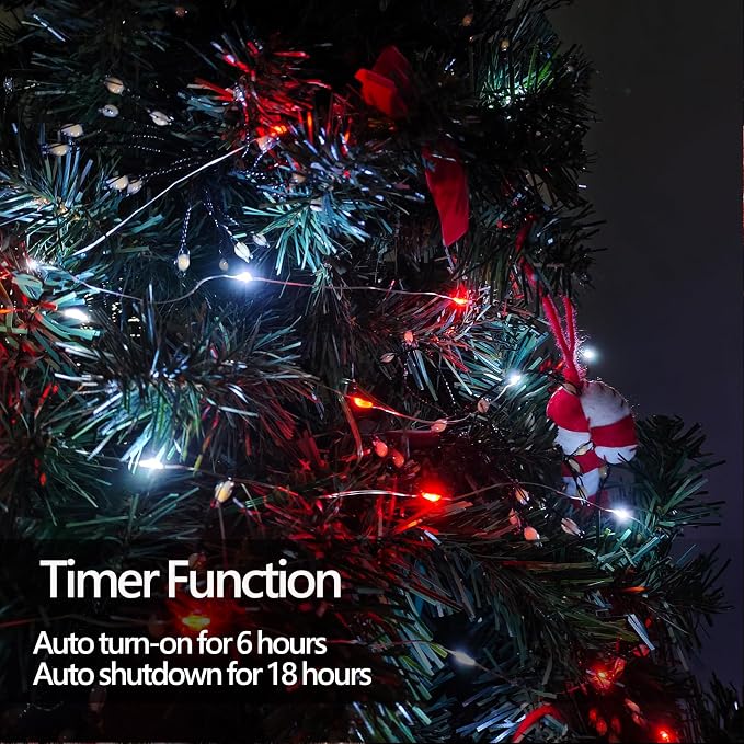 4-Pack Red and White Fairy Lights Battery Operated - Image 3