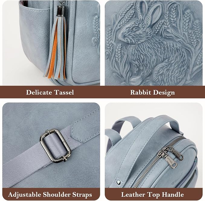 Mini Backpack Purse for Women, Embossed Leather Small Backpack Fashion Travel - Image 6